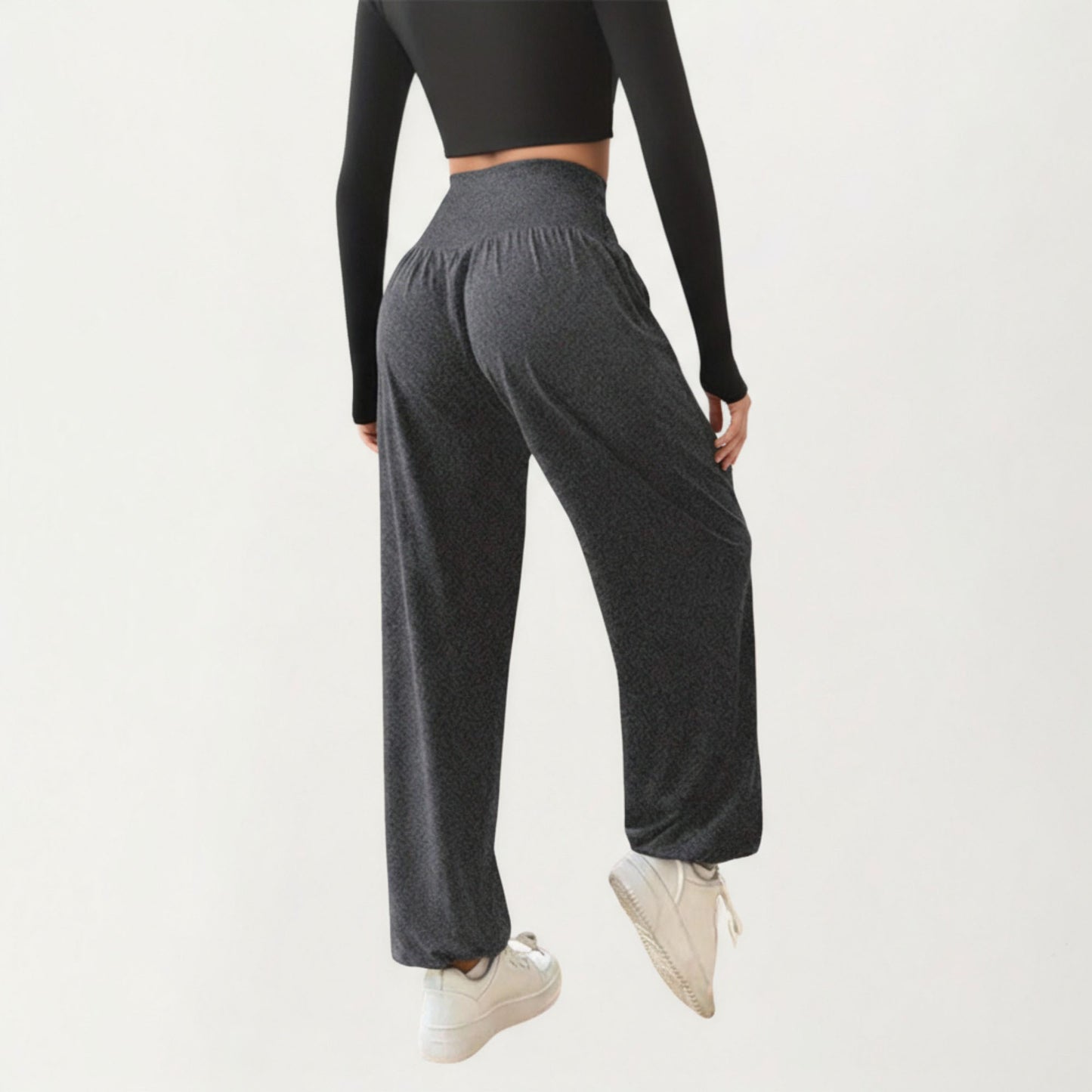 High Waist Wide Leg Lounge Pants with Soft Stretch Fabric Flowing Relaxed Silhouette and Gathered Waistline Detail