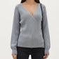 Ribbed Knit Wrap Front Top with Soft Textured Fabric, Long Sleeves and a Flattering V-Neckline for a Smooth Streamlined Look