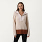Ribbed Knit Half Zip Top with Soft Textured Fabric, Wide Foldover Collar and Long Sleeves for a Smooth Relaxed Silhouette