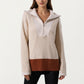 Ribbed Knit Half Zip Top with Soft Textured Fabric, Wide Foldover Collar and Long Sleeves for a Smooth Relaxed Silhouette