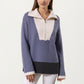 Ribbed Knit Half Zip Top with Soft Textured Fabric, Wide Foldover Collar and Long Sleeves for a Smooth Relaxed Silhouette