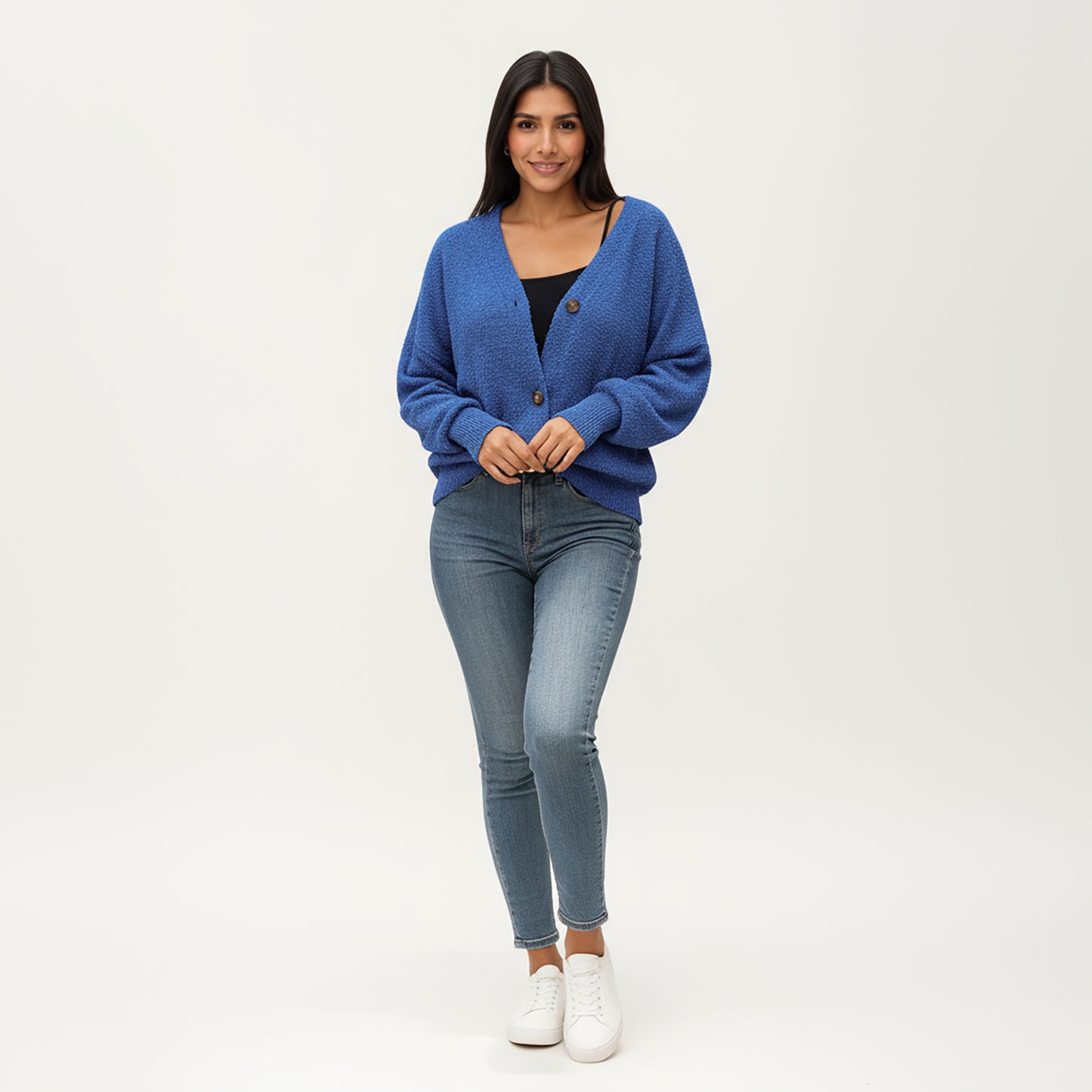 Textured Knit Button Front Top with Soft Cozy Fabric, Relaxed Drop Shoulder Silhouette and Ribbed Edges for Added Structure