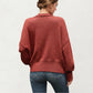 Textured Knit Button Front Top with Soft Cozy Fabric, Relaxed Drop Shoulder Silhouette and Ribbed Edges for Added Structure