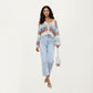 Textured Knit Button Front Top with Long Sleeves, Soft Scalloped Stripe Pattern and Relaxed Cropped Fit for Added Comfort