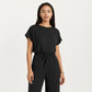 2-Piece Set Short Sleeve Relaxed Fit Top and Wide Leg Pants with Soft Stretch Fabric and Drawstring Waist