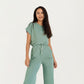 2-Piece Set Short Sleeve Relaxed Fit Top and Wide Leg Pants with Soft Stretch Fabric and Drawstring Waist