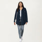 Quilted Button Front Overshirt Top with Collared Neckline, Long Sleeves, and Relaxed Fit