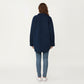 Quilted Button Front Overshirt Top with Collared Neckline, Long Sleeves, and Relaxed Fit