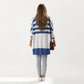 Striped Button Front Knit Top with V-Neckline, Relaxed Fit, and Drop Shoulder Sleeves