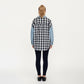 Denim and Plaid Contrast Shacket with Snap Button Front Oversized Chest Pockets and Layering Silhouette