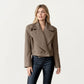 Cropped Double-Breasted Jacket with Oversized Lapel Collar Structured Long Sleeves and Clean Tailored Silhouette
