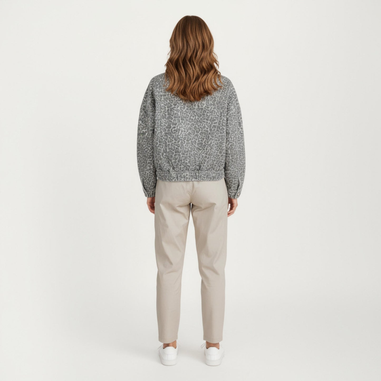 Leopard Print Button Front Jacket with Soft Woven Fabric Chest Flap Pockets Long Sleeves