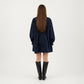 Button Front Denim Shirt Dress with Soft Woven Fabric Balloon Sleeves Front Patch Pockets