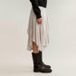 Layered Handkerchief Hem Midi Skirt with Soft Flowing Panels and Textured Draped Design for an Effortlessly Styled Look
