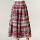 High Waist Plaid Midi Skirt with Soft Textured Fabric and Tiered A-Line Silhouette
