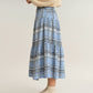 High Waist Plaid Midi Skirt with Soft Textured Fabric and Tiered A-Line Silhouette