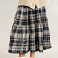 High Waist Plaid Midi Skirt with Soft Textured Fabric and Tiered A-Line Silhouette