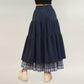 Tiered Midi Skirt with Adjustable Drawstring Waist and Layered Plaid Hem Detail for Soft Flowing Movement and Comfort