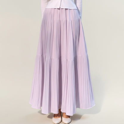 Tiered Maxi Skirt with Flowing Pleated Panels and Soft Lightweight Drape for an Elegant, Airy Silhouette
