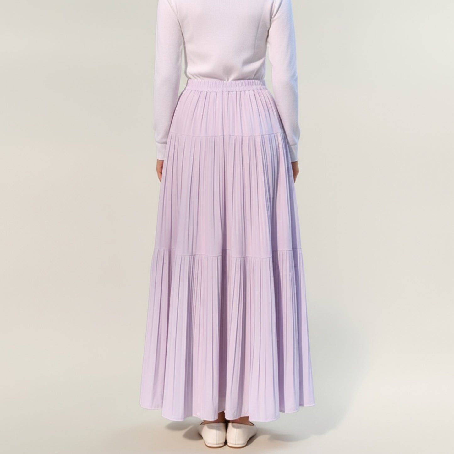 Tiered Maxi Skirt with Flowing Pleated Panels and Soft Lightweight Drape for an Elegant, Airy Silhouette