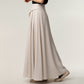 High Waist A-Line Maxi Skirt with Soft Draped Pleat Detail and Flowing Full-Length Silhouette