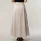 High Waist A-Line Maxi Skirt with Soft Draped Pleat Detail and Flowing Full-Length Silhouette