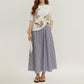 Gingham Pattern Maxi Skirt with Full Gathered Silhouette and Soft Flowing Fabric Design