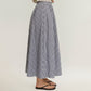 Gingham Pattern Maxi Skirt with Full Gathered Silhouette and Soft Flowing Fabric Design
