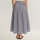 Gingham Pattern Maxi Skirt with Full Gathered Silhouette and Soft Flowing Fabric Design