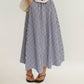 Gingham Pattern Maxi Skirt with Full Gathered Silhouette and Soft Flowing Fabric Design
