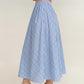 Gingham Pattern Maxi Skirt with Full Gathered Silhouette and Soft Flowing Fabric Design