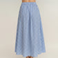 Gingham Pattern Maxi Skirt with Full Gathered Silhouette and Soft Flowing Fabric Design