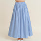 Gingham Pattern Maxi Skirt with Full Gathered Silhouette and Soft Flowing Fabric Design