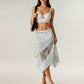 Polka Dot and Lace Patchwork Midi Skirt with Asymmetrical Layered Panels and Soft Flowing Drape