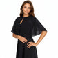 Sheer Flutter Sleeve Capelet Topper with Flowing Layered Silhouette and Elegant Front Closure