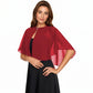 Sheer Flutter Sleeve Capelet Topper with Flowing Layered Silhouette and Elegant Front Closure