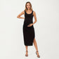 Maternity Tank Midi Dress with Soft Stretch Knit Fabric Flattering Side Ruching and Comfortable Body-Hugging Fit