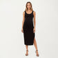 Maternity Tank Midi Dress with Soft Stretch Knit Fabric Flattering Side Ruching and Comfortable Body-Hugging Fit