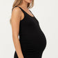 Maternity Tank Midi Dress with Soft Stretch Knit Fabric Flattering Side Ruching and Comfortable Body-Hugging Fit