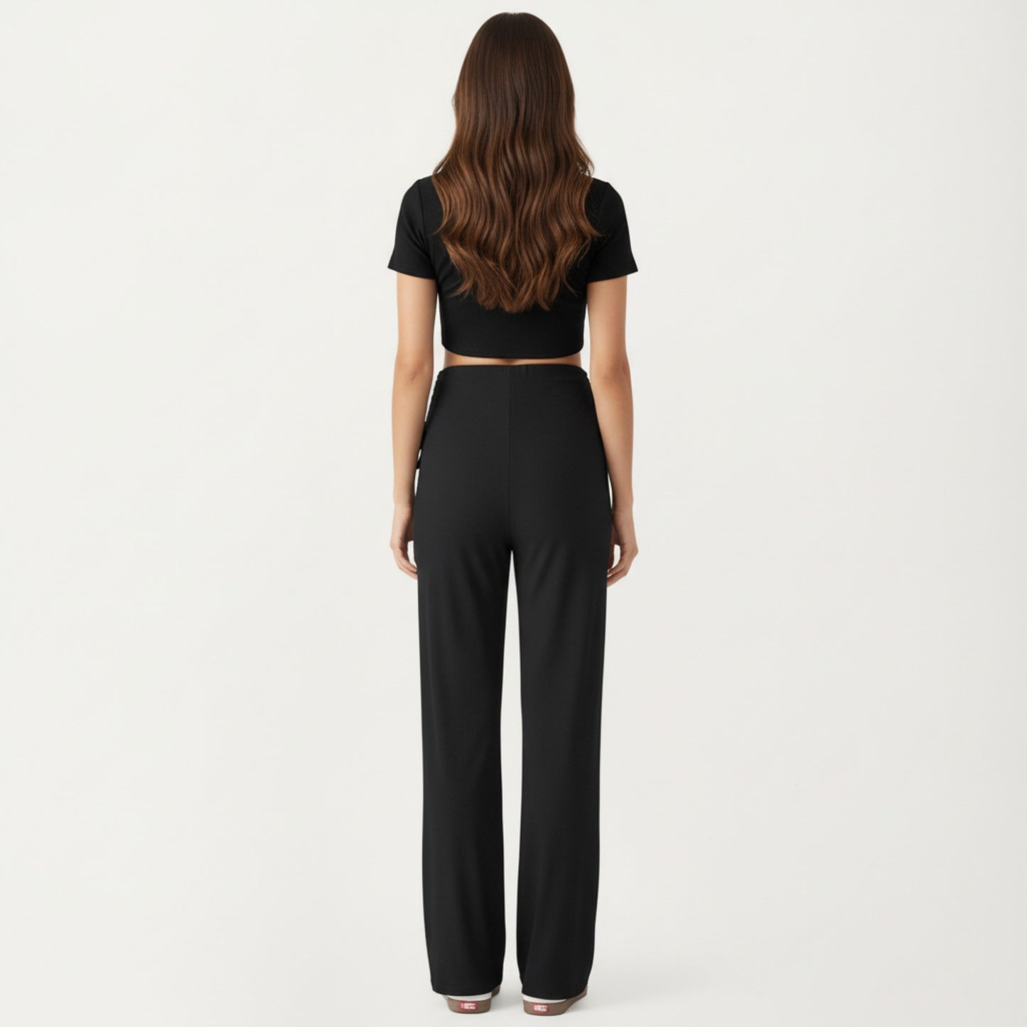 Maternity Wide Leg Pants with Adjustable Ruched Waist Stretch Knit Fabric and Relaxed Full-Length Fit for Comfort