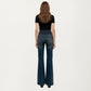 Maternity Full Panel Flare Jeans with Stretch Knit Belly Band Soft Denim Fabric and Comfortable Bootcut Fit