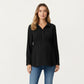 Maternity Long Sleeve Top with Collared Neckline Elastic Empire Waist and Soft Flowing Drape for Everyday Style