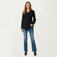 Maternity Long Sleeve Top with Collared Neckline Elastic Empire Waist and Soft Flowing Drape for Everyday Style