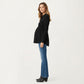 Maternity Long Sleeve Top with Collared Neckline Elastic Empire Waist and Soft Flowing Drape for Everyday Style