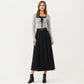 High Waist Pleated Maxi Skirt with Belted Waist and Flowing Tailored Silhouette