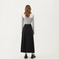 High Waist Pleated Maxi Skirt with Belted Waist and Flowing Tailored Silhouette