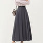 High Waist Pleated Maxi Skirt with Belted Waist and Flowing Tailored Silhouette