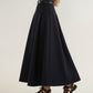 High Waist Full A-Line Maxi Skirt with Structured Seam Panels and Smooth Flowing Silhouette
