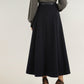 High Waist Full A-Line Maxi Skirt with Structured Seam Panels and Smooth Flowing Silhouette
