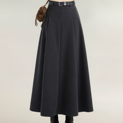 High Waist Full A-Line Maxi Skirt with Structured Seam Panels and Smooth Flowing Silhouette
